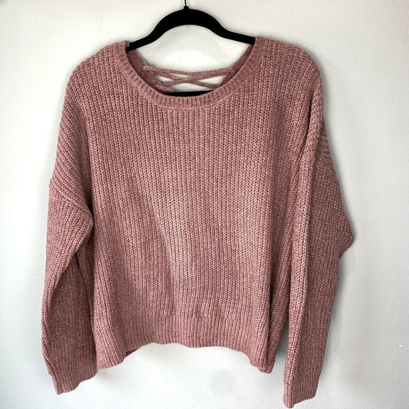Hippie Rose Sweaters - Hippie Rose Mauve Twist Back Chunky Sweater NWT XL